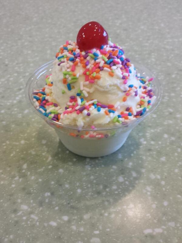 PandaWaterIce's tweet image. Yummy! We now offer sundaes at both locations! Single scoop 1857 Homemade Ice Cream with one topping and a cherry.