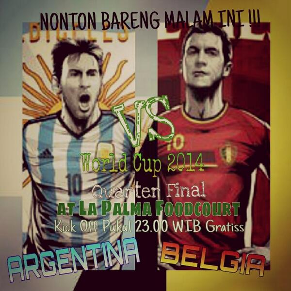 dartokoffee's tweet photo. Ciyaap kakk @FoodcourtLPalma: yuk bukber di La Palma ada Live Musik dan ada #NobarWorldCup looh Argentina Vs Belgia!!http://t.co/s97Bw65tWo