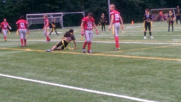 The Mighty Peewee Scouts Leading in the half 42-12. You dont have to be big to be huge! #tulipbowl #winning #scouts