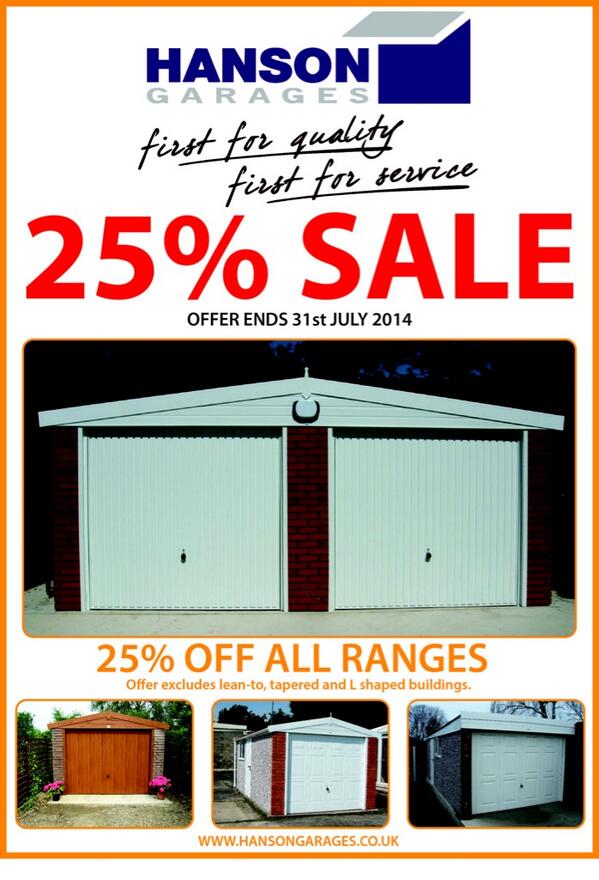 Prefab_Garages's tweet photo. 25% off @HansonGarages #chesterstreet http://t.co/fIi58SksMH