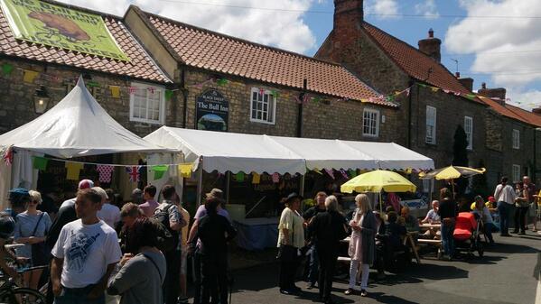WestTanfield's tweet photo. Thirsty from cycling? Try the Bull Inn or our Tour de Ale from the Pennine Brewery in the beer tent. #tourdeyorkshire http://t.co/Sq0ii9a1ZB