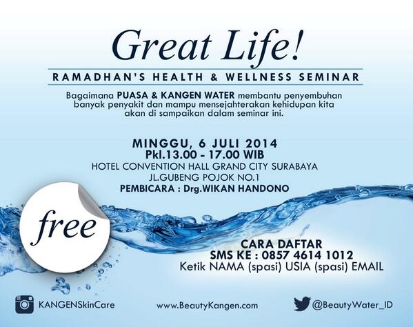 infosurabaya's tweet photo. Helo Surabaya, Piye kabare? Hadiri acara Seminar Great Live. Free! 6 Juli 2014 @ Hall Convention Center Surabaya. http://t.co/Cm0emrcbRD