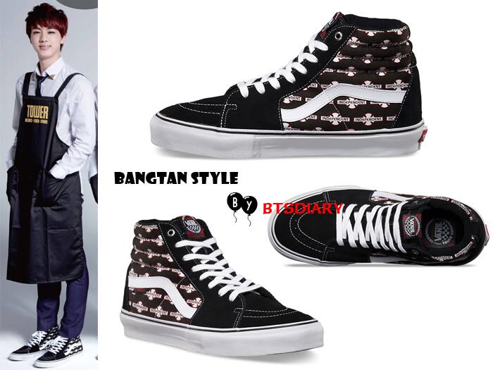 BTS DIARY on X: "[Bangtan Style] Jin at Boy In Luv (Japanese Ver.) Vans  Independent Sk8-Hi Pro Black $70 http://t.co/bDXjMys8M9" / X