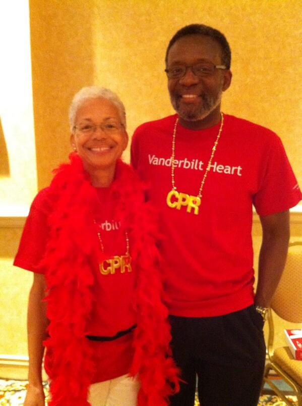VUMChealth's tweet photo. MT @HeartNashville: Dr. Walter Clare of @VUMChealth volunteer representing #cpranytime today! Dig the bling. http://t.co/RgFMUxIX4Y