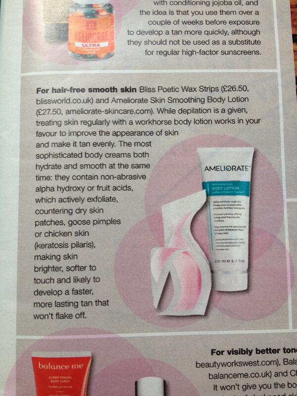 ameliorateskin's tweet photo. Great for @AMELIORATEskin to be in such good company @BlissSpaUK in Summer Beauty @TelegraphMag #bbloggers http://t.co/hAC5hp9Y54