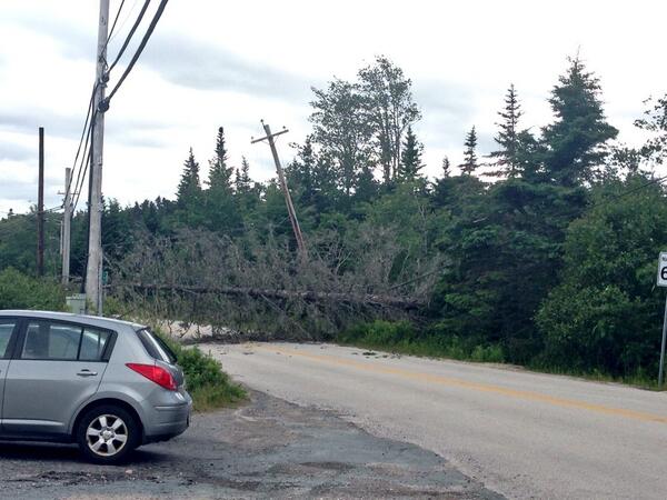 shnicholson's tweet image. Damage from Arthur in #Hubbards. A boat turtled and a tree downed a line on Fox Point Front Road. #blamearthur #ns