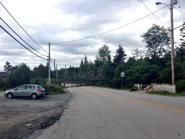 shnicholson's tweet image. Damage from Arthur in #Hubbards. A boat turtled and a tree downed a line on Fox Point Front Road. #blamearthur #ns
