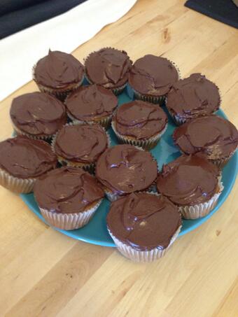 These are vegan golden vanilla cupcakes with chocolate buttercream frosting made from scratch! (My breakfast)<a href="/tag/godsgirls"class="tags"><span>#godsgirls</span></a>