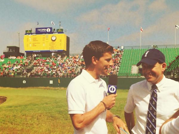 TheOpenLive's tweet image. TV: @AdamHuntSport previews the 72nd hole with Grant Moir before the Claret Jug will be lifted here later on.