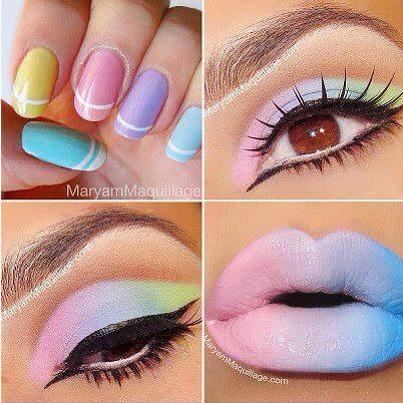 makeuptutorial4's tweet image. Rainbow pastel makeup