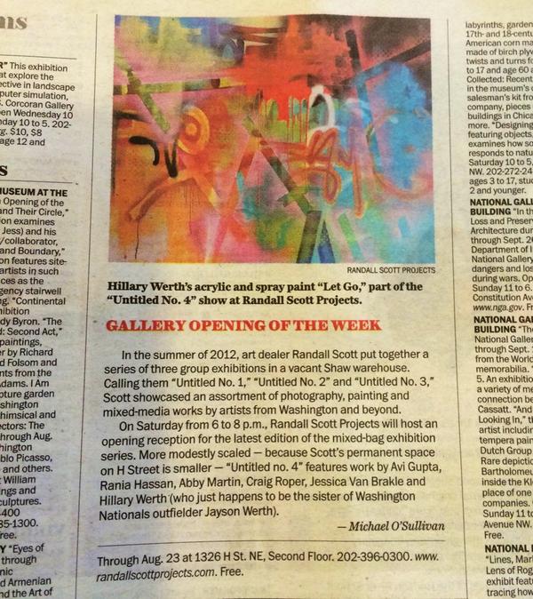 jmpayne24's tweet image. ICYMI in today's WashPost print version @goingoutguide gallery opening of the week @hillarywerthart @RScottProjects