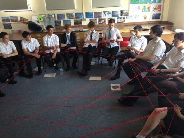 broadwaterhead's tweet photo. Yr10 p4c...using string so students can analyse contribution patterns in an enquiry.  @sapere_p4c http://t.co/RFPRBbVp3E
