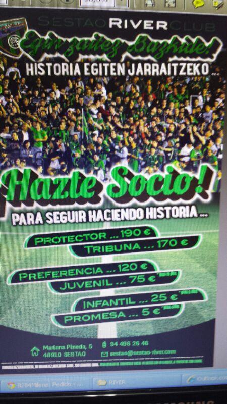 SestaoRC's tweet photo. #sestaoriver  Temporada 2014/15 Para seguir haciendo historia... HAZTE SOCIO!! Este temporada mas fácil que nunca http://t.co/sSTsHxbYp2