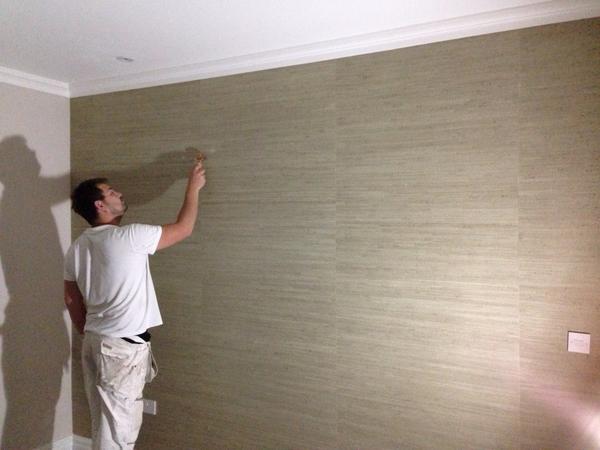 PembrokeBull's tweet image. Feture wall at our job in Knightsbridge, paper is made of a grass imported from Korea at £1,200 per roll