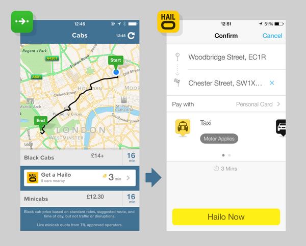 Citymapper's tweet photo. Hello Hailo! Latest iOS now with cabs. Real-time availability, and tap through to book. Live in 6 cities! http://t.co/tKmD1jysjd