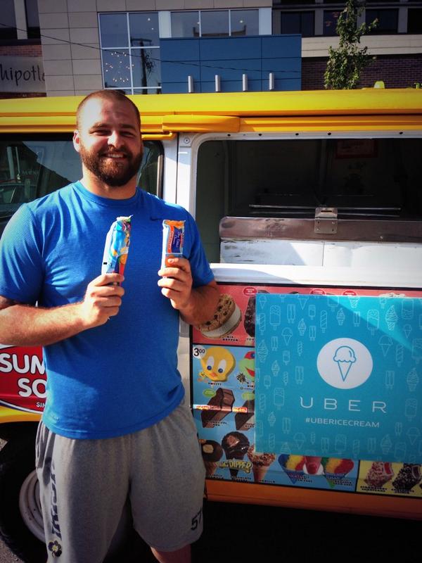 golic's tweet photo. “@MGolicJR57: Hey @Uber @Uber_CHI you guys totally made my day.  Thanks!! #UberIceCream http://t.co/vDyg9B54rl” good stuff