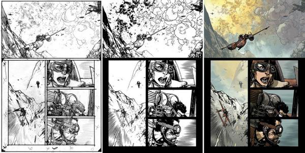 nobletmission's tweet photo. Fasten your seat-belts for a sneak peak at a page from Wild Blue #5 by the talented @spacefriendZach &amp; @nelsondaniel! http://t.co/RSH6MaALTQ