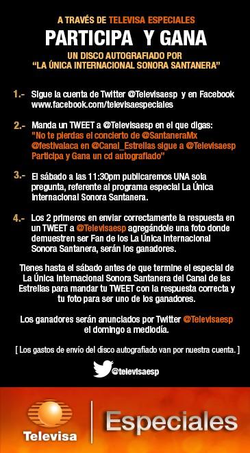Gana un cd autografiado por <a href="/SantaneraMx/">La Única Internacional Sonora Santanera</a> ✌️😎🌴 Checa las bases y sigue a <a href="/televisaesp/">Televisa Especiales</a> <a href="/Visitacapulco/">VisitAcapulco</a> @TriangulodelSoI