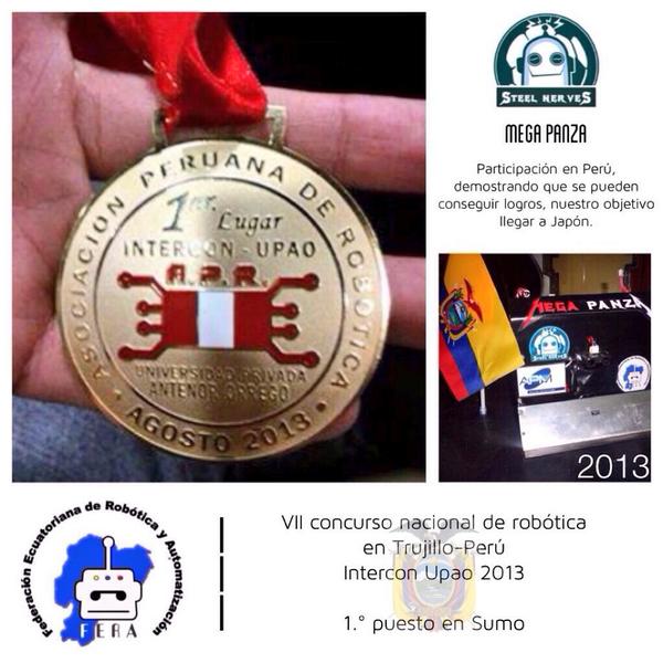 AERAecuador's tweet photo. #FERA_ECUADOR #Robots_Ecuatorianos *MegapanzA* 1.° puesto en #MegaSumo en #Intercon2013 http://t.co/GOShGJhxrZ