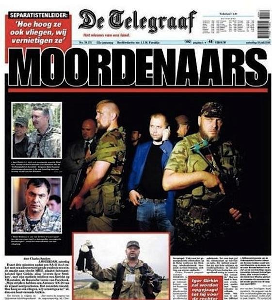 myroslavapetsa's tweet photo. Biggest Dutch newspaper @telegraaf calls pro-Russian separatists just 1 word - Murderers - for downing #MH17 http://t.co/mDXt3TLtK2