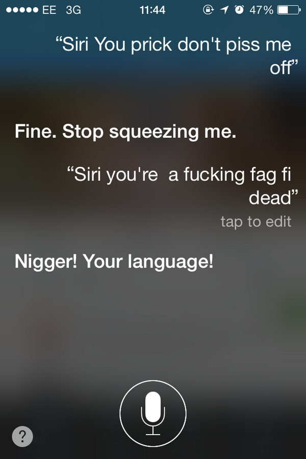 kawalittyTv's tweet photo. Siri is a racist fag! #FiDead http://t.co/JI0IhlijHR