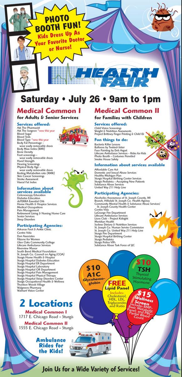 BodyComplete10's tweet image. Health Fair 2014 on July 26th, from 9 am - 1 pm.  Many free health services.  See attached.