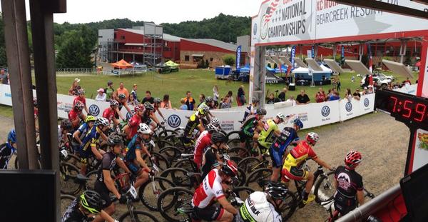 CAT1 is underway <a href="/usacycling/">USA Cycling</a> #MTBNats on a cool morning <a href="/Bear_Creek/">Bear Creek Mountain Resort</a>