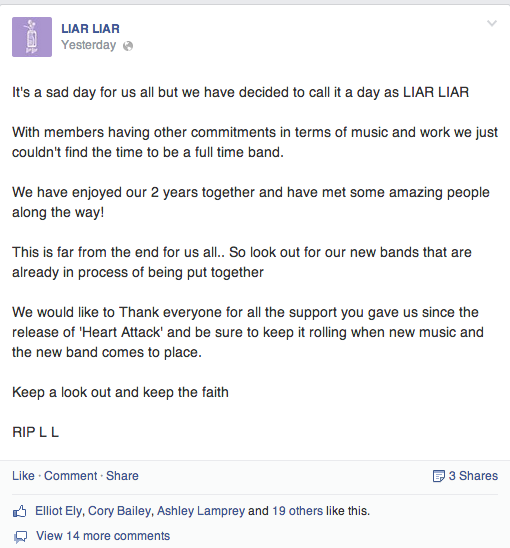 HomeWreckedUK's tweet photo. **ANNOUNCEMENT**
We are no longer @LIARLIARUK thanks for all of your support over the last 2 years. http://t.co/gT99h4jNpK