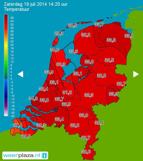FunX's tweet photo. Tropische hitte bij een tropisch @Zomercarnaval. Dit zijn de huidige temperaturen: #RU14 http://t.co/620XU7kzSc