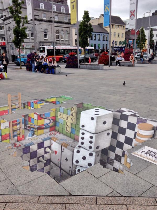 Amazing street art by Mark Cronin on Eyre Square Galway!