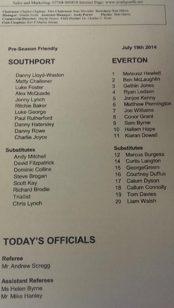 Everton's tweet photo. This afternoon's teamsheet http://t.co/YgGeycT7dh
