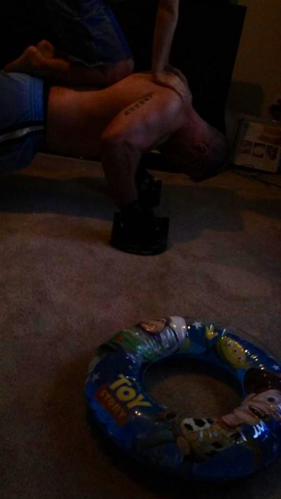 Goldberg's tweet photo. #TeamGoldberg RT @HoosierDaddyRK: @Goldberg @ClickJab #Addicted2training I'm awake http://t.co/C9ApKHMePW