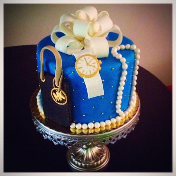 Custom Bakery on Twitter: "Stylish Birthday Cake with pearls, women's watch and Michael Kors handbag. http://t.co/XGPzXHYNyv" / Twitter