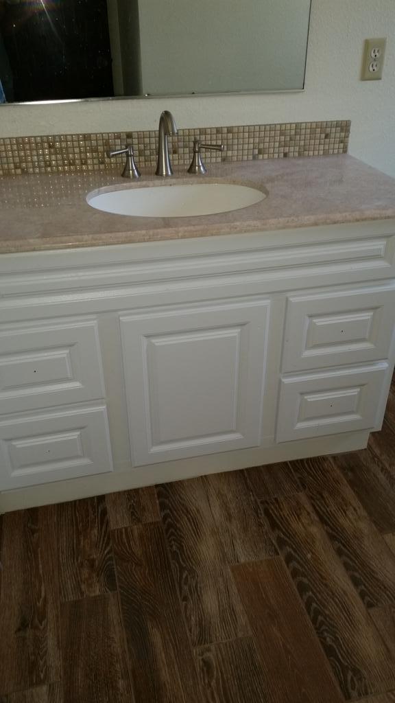 acetile's tweet image. Bathroom remodel. All floor in the house wood tile plank. #tile #modesto