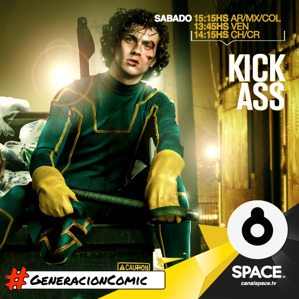 canalspace's tweet photo. Tenemos quién pueda patearte el trasero en #GeneracionCOMIC: KICK ASS 15:15Hs AR/CO/MX – 13:45Hs VE – 14:15Hs CH/PR http://t.co/zKKTaLtAE9