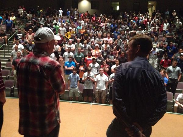 ChrisBueno's tweet photo. Q&amp;A with enthusiastic Top Gun players @FBUcamp after sneak peek of @23Blast with @tfreeman63 and Dylan Baker. http://t.co/cbL0LEztcN