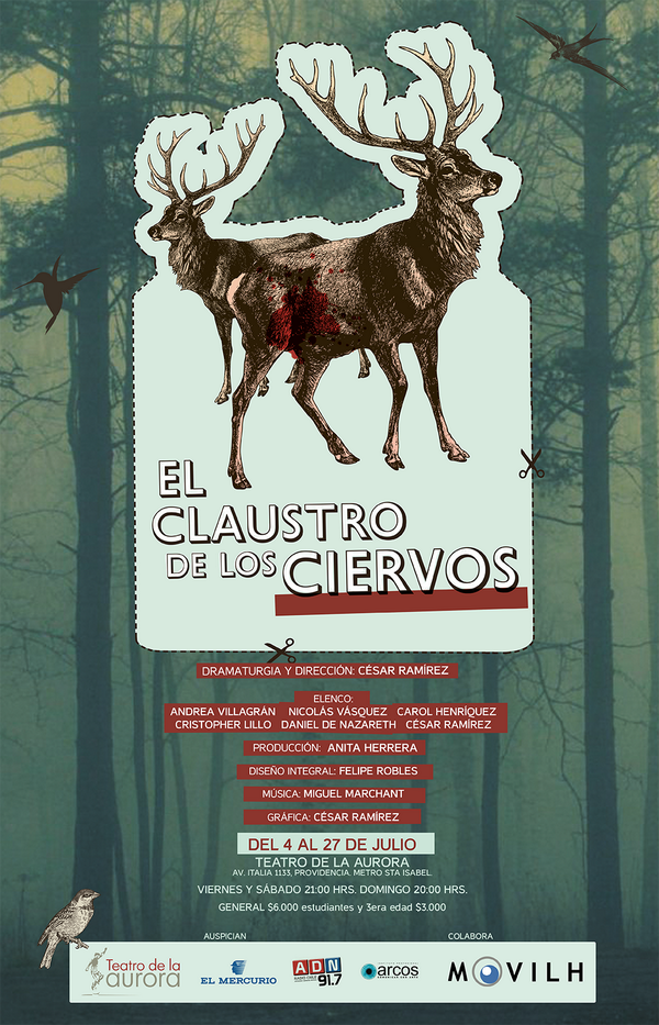 cesarioram's tweet photo. Hoy, El Claustro de los Ciervos. 21 horas Teatro de la Aurora, av. Italia 1133, entre marin y Santa Isabel! http://t.co/sAjUNxznIk