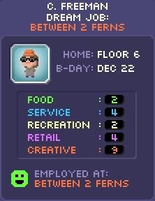 Meet C. FREEMAN, one of the bitizens in my Tiny Tower for iOS!o...,mnjmm