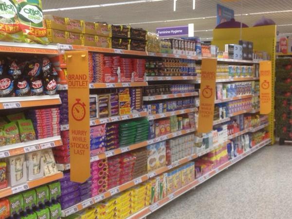 Benjhaden's tweet image. Workington 3429 Brand outlet aisle looking abundant and ready for Sunday trade 😊