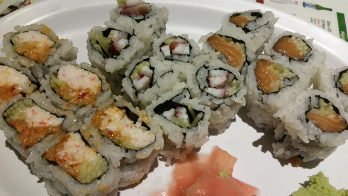 First sushi including eating octopus the first time followed by some strawberry cheesecake http://t.<a href="/tag/thanksgiving"class="tags"><span>#thanksgiving</span></a>