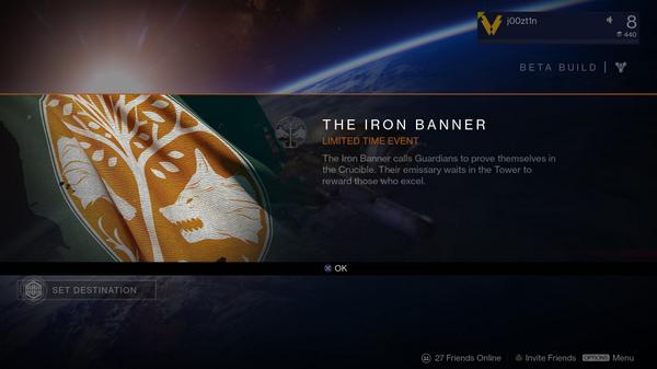 PlayStation's tweet image. Look alive, Guardian. The Iron Banner is live in the Destiny Beta. Take the fight to Mars and earn new rewards.