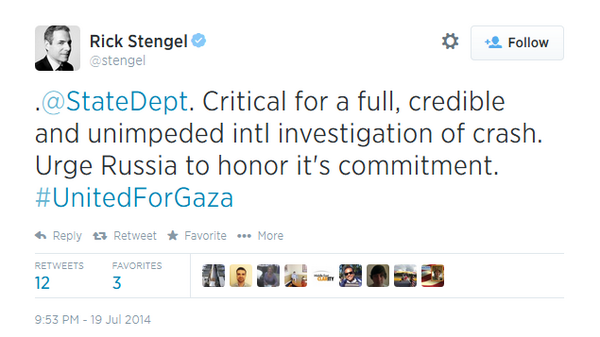 Obama State Dept Richard Stengel, tweets-deletes #UnitedforGaza