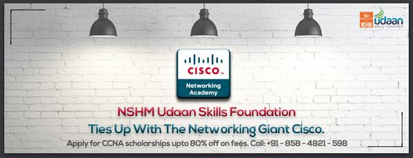 NSHMSkills's tweet photo. #NSHM_Udaan_Skills_Foundation Ties Up With The Networking Giant #Cisco.   Apply for CCNA scholarships.Call 8584821598 http://t.co/wFoyQvAdjA