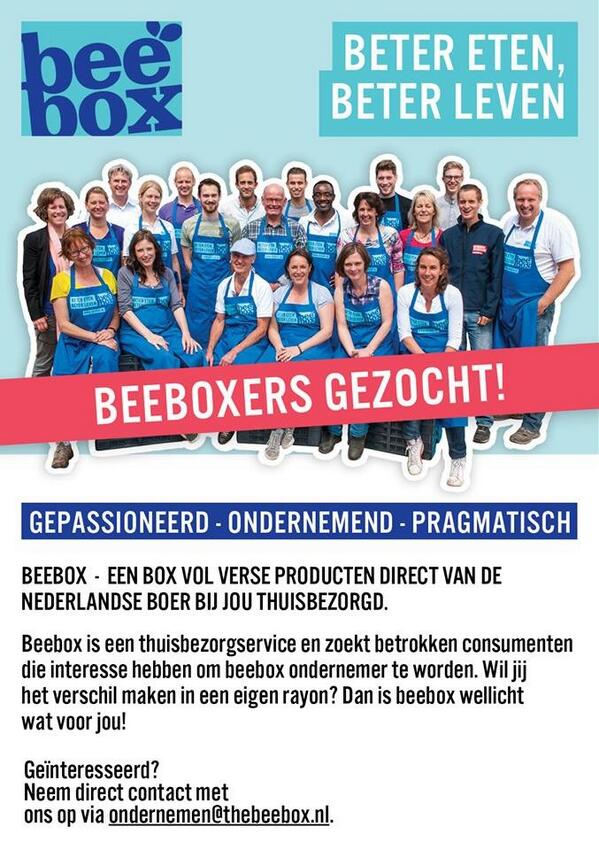 P_rood's tweet photo. Wil jij het gezicht worden van @beebox_NL in jouw regio? Mail dan jouw CV en motivatie naar info@thebeebox.nl http://t.co/gTCvO1Hw05