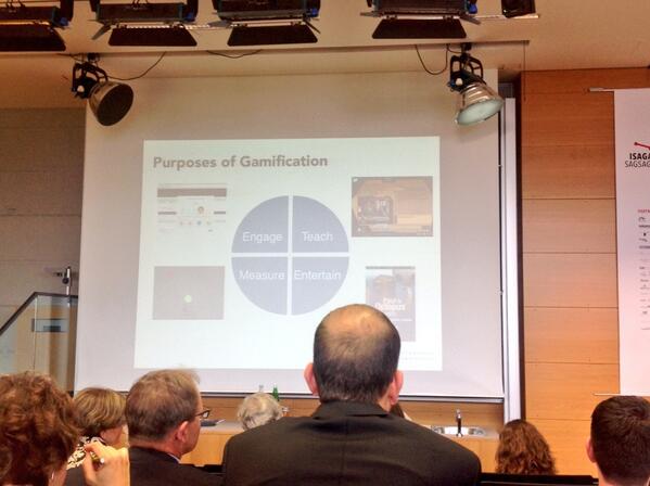 RT <a href="/rvbussel/">Roy van Bussel</a>: Dr. Mario Herger is talking about the purpose of #gamification <a href="/isaga2014/">ISAGA2014 Conference</a>