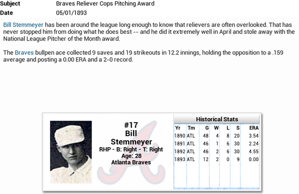 MLHistReplay's tweet photo. Braves closer has impeccable month http://t.co/eq53cs0w1t