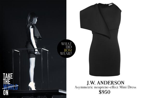 whatdidbomwear's tweet photo. [WDBW] @haroobomkum Dress: @JW_ANDERSON Asymmetrical Neoprene-effect Mini Dress $950 (Photo by @03240118_com) http://t.co/m1tB1Qc8zc
