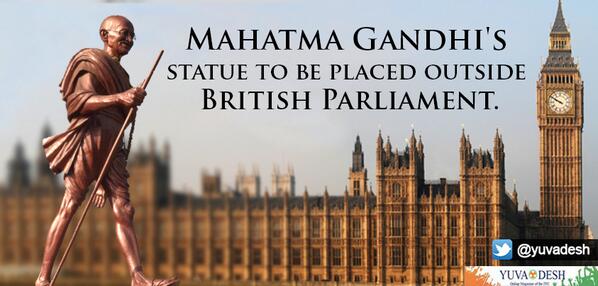 INCIndia's tweet photo. RT"@yuvadesh Mahatma #Gandhi's statue to be placed outside British Parliament. Read: http://t.co/k7HdNysbm4  http://t.co/k9i49WxLuZ"