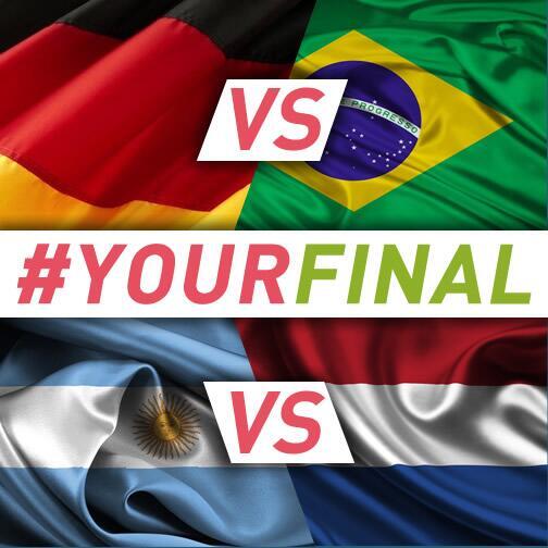 yourf00tball's tweet photo. Semifinali Mondiali alle porte:Qual è il tuo pronostico? Commenta con #yourFinal e il nome delle due finaliste. http://t.co/cZMb9RQvdw