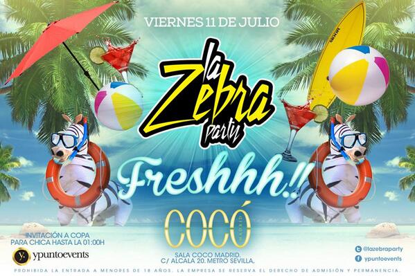 HappyClubMadrid's tweet photo. ★★ LA ZEBRA ★★ 
Este #Viernes os traemos una fiesta muy fresquita para aguantar el calor http://t.co/tj1HfThbkk

. http://t.co/EeUOw7zpFR